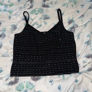Black crop tank with light sparkle